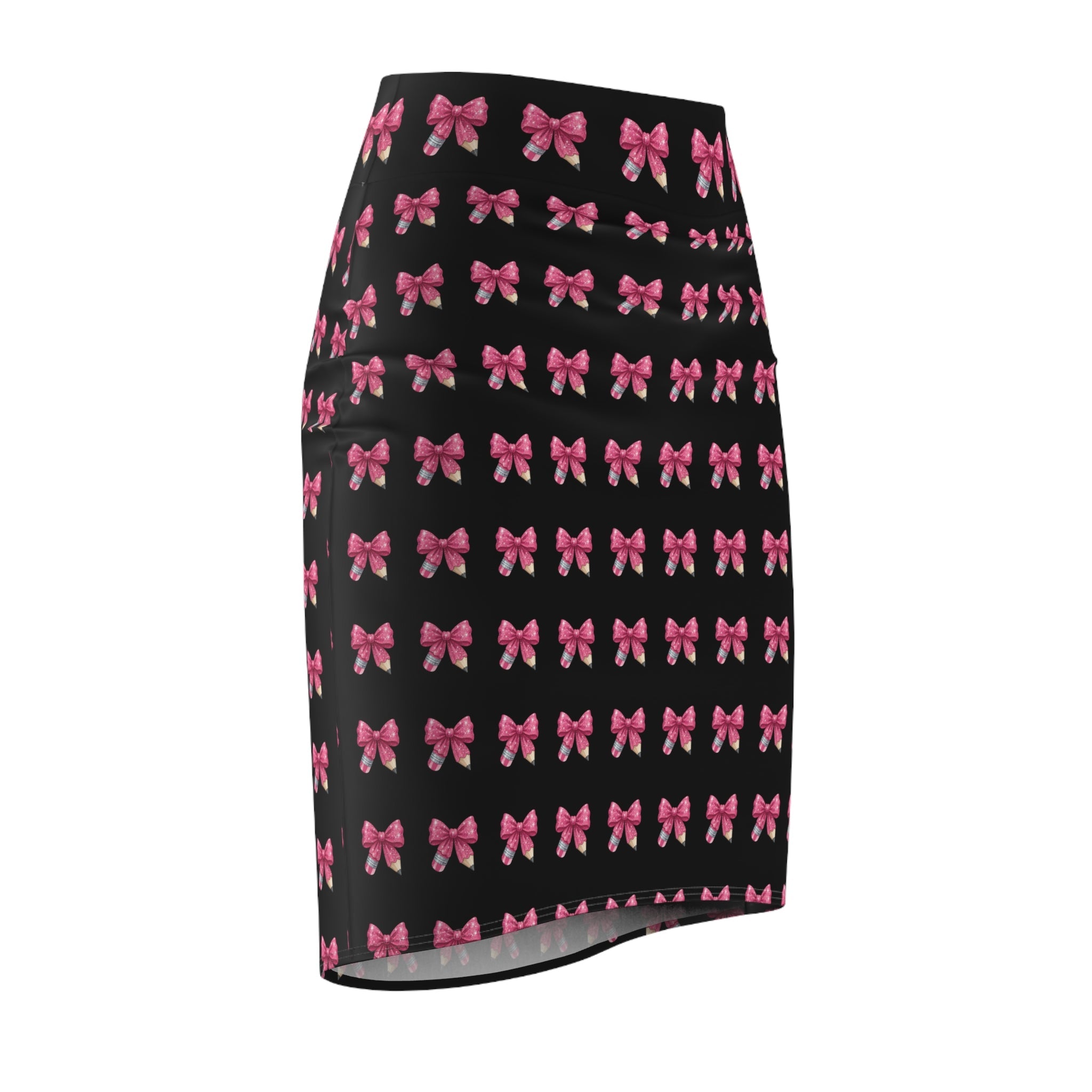 Pink Bow Pattern Pencil Skirt — Cute Valentine’s Day Feminine Workwear