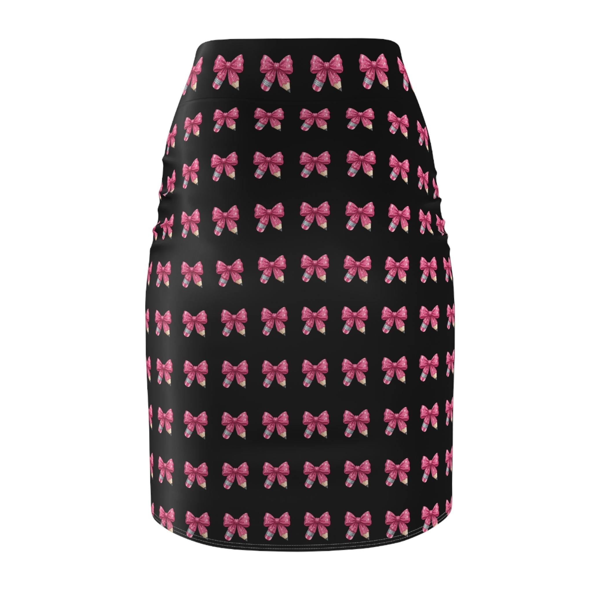 Pink Bow Pattern Pencil Skirt — Cute Valentine’s Day Feminine Workwear