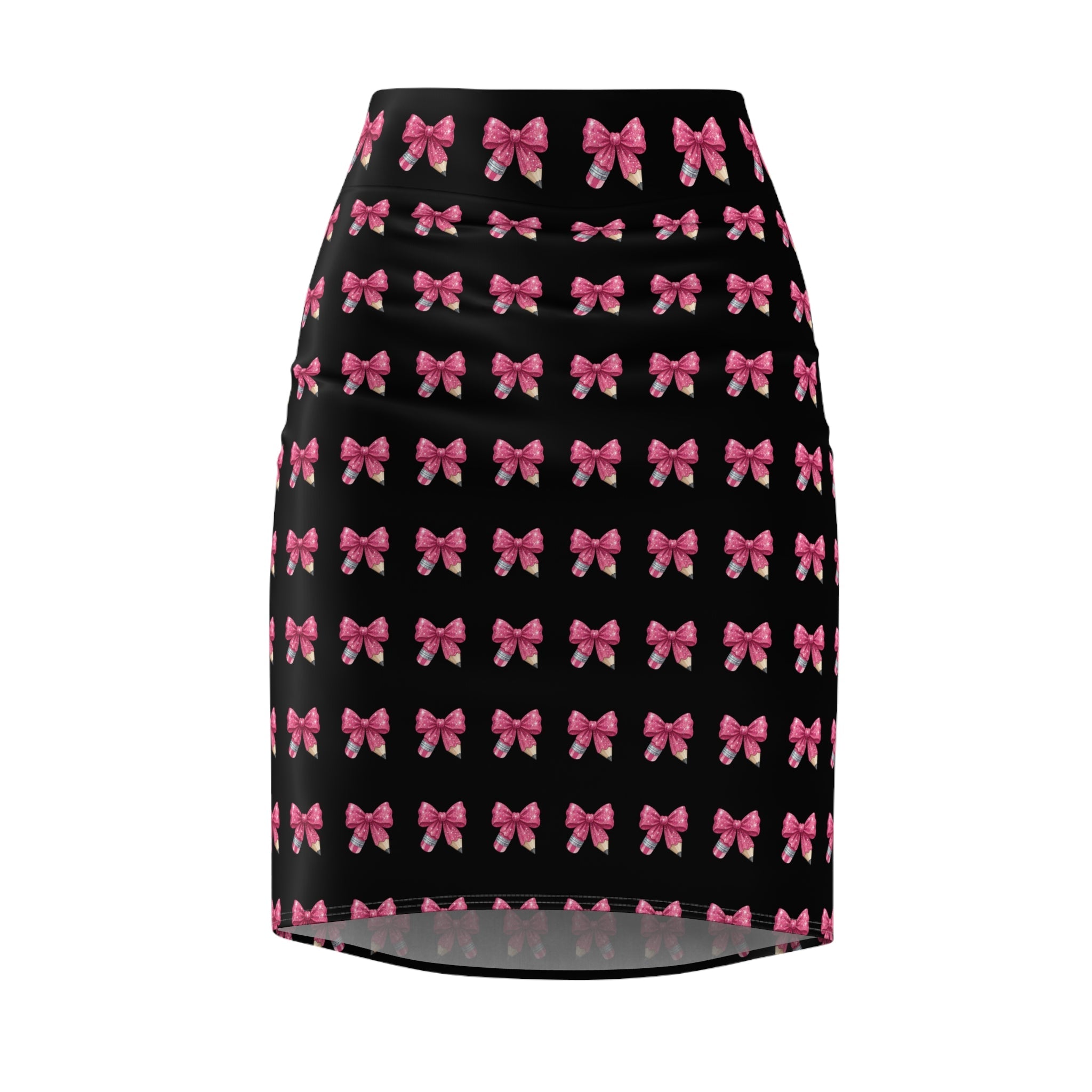Pink Bow Pattern Pencil Skirt — Cute Valentine’s Day Feminine Workwear