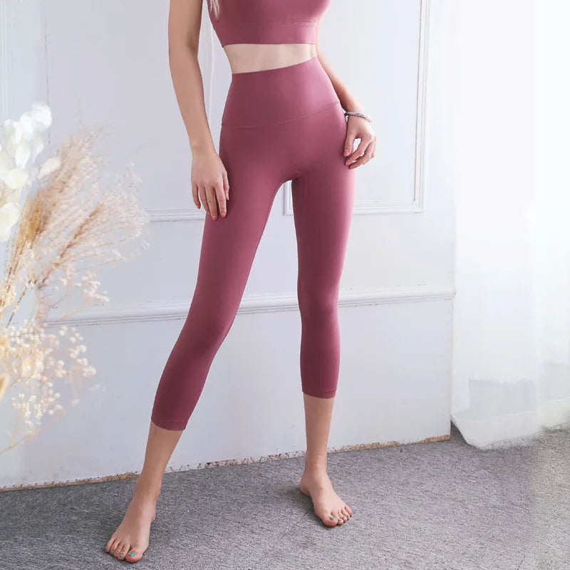 Gym Clothes Women Seamless Leggings Waist Cross Fitness Scrunch Booty Tights
