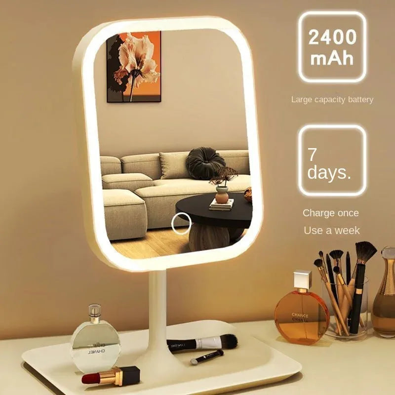 Modern LED Desktop Vanity Mirror – 3-Colour Touch Makeup Mirror